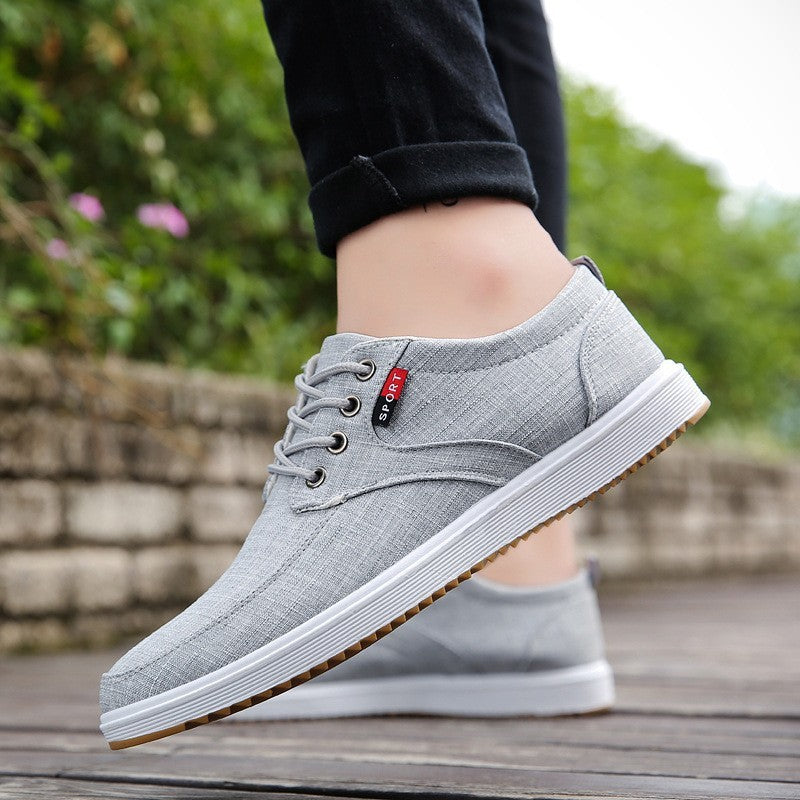 Men's Lace-up Canvas Shoes Casual Men Breathable Walking Flats Shoes