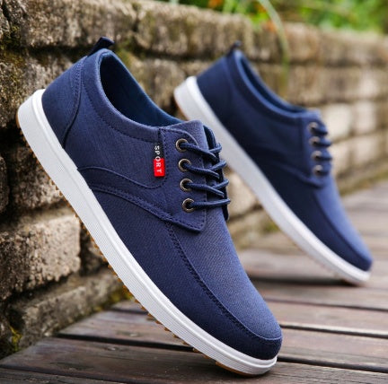 Men's Lace-up Canvas Shoes Casual Men Breathable Walking Flats Shoes