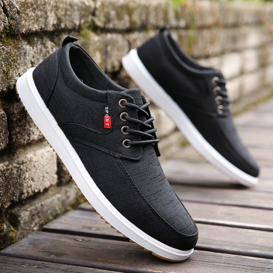 Men's Lace-up Canvas Shoes Casual Men Breathable Walking Flats Shoes